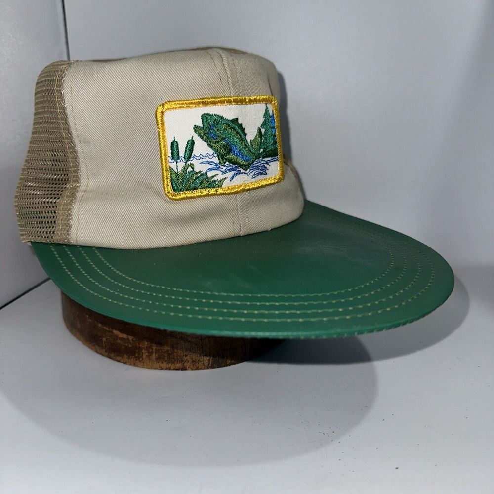 VTG BASS PATCH LONG BILL HAT CAP FISHING-USA -‎  (27)